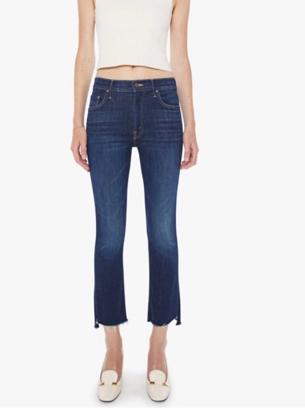 MOTHER Jeans Insider Crop Step Fray in Off Limits Size 29